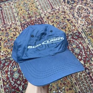 VTG 80s 90s Bud Light 82 Baseball Cap Blue Adjustable Strap Hat Men's logo beer